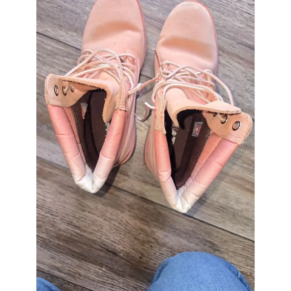 Timberland Women’s 6-Inch Premium Waterproof Boots Pink Leather Size 8